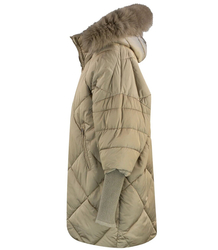 Warm womens winter quilted jacket with a hood and fur NASTY