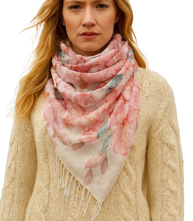 Women's scarf with floral pattern 100x100