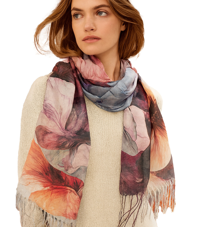 Women's floral pattern scarf 180x70