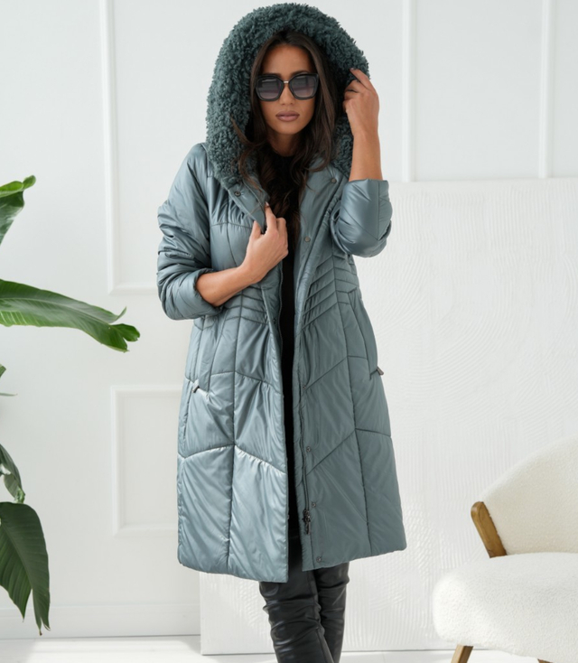 Long elegant quilted insulated women's winter coat MARIA