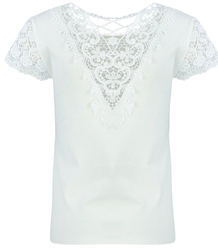 Short-sleeved T-shirt blouse decorated with lace LUIZA