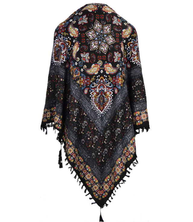 Large BOHO scarf with floral patterns