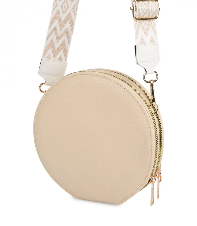 Small stylish mini round handbag 3 compartments 2 straps