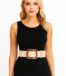 Braided women's belt with large buckle