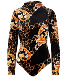Velor body with turtleneck pattern and colorful print