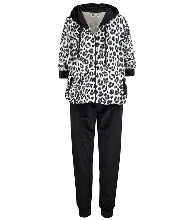 Tracksuit, pants, sweatshirt, velor set, leopard print LEA