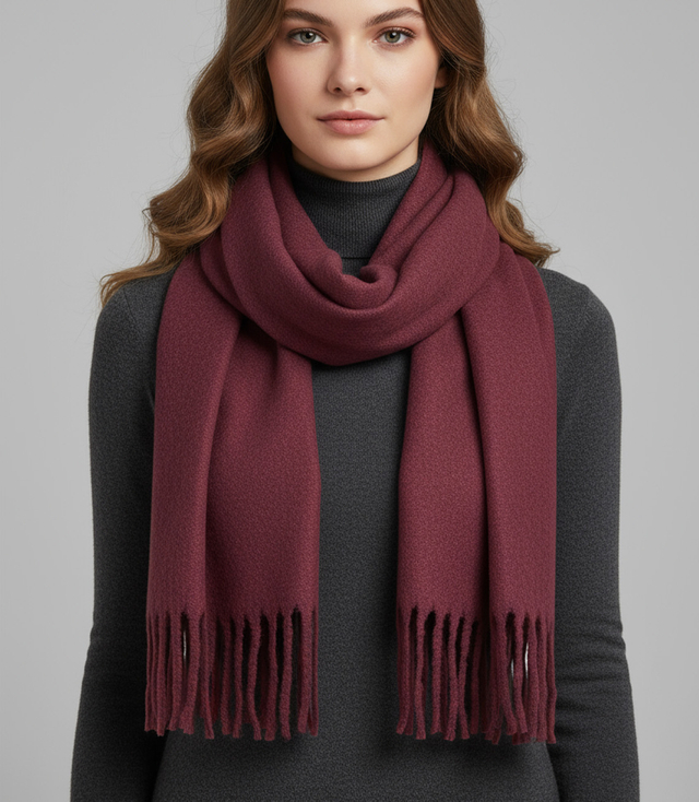 Elegant scarf with tassels in one color