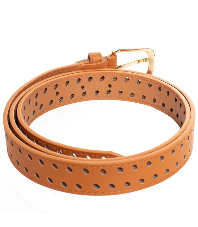 Women's eco leather belt with decorative holes 3 cm