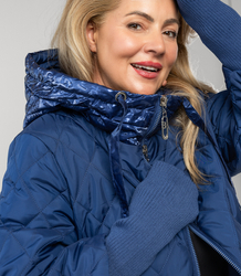 Long winter jacket with decorative hood LUNA