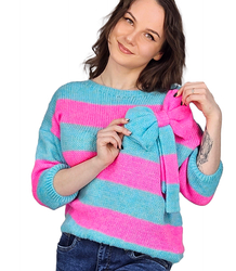 Colorful sweater with striped bow wool VIVIENE