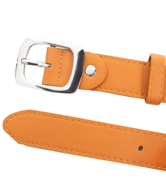 Smooth women's eco leather belt with silver buckle 3 cm