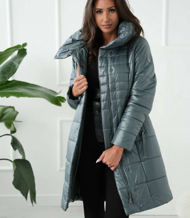 Long elegant quilted insulated coat for women AMELIA