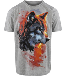 Koszulka męska t-shirt z dużym nadrukiem wilka bawełna