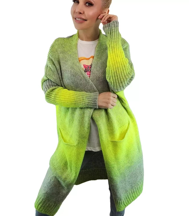 Long cardigan thick colorful ombre sweater