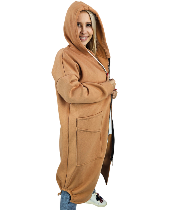 Long women's hoodie. Warm, nice material. Zipper BETH