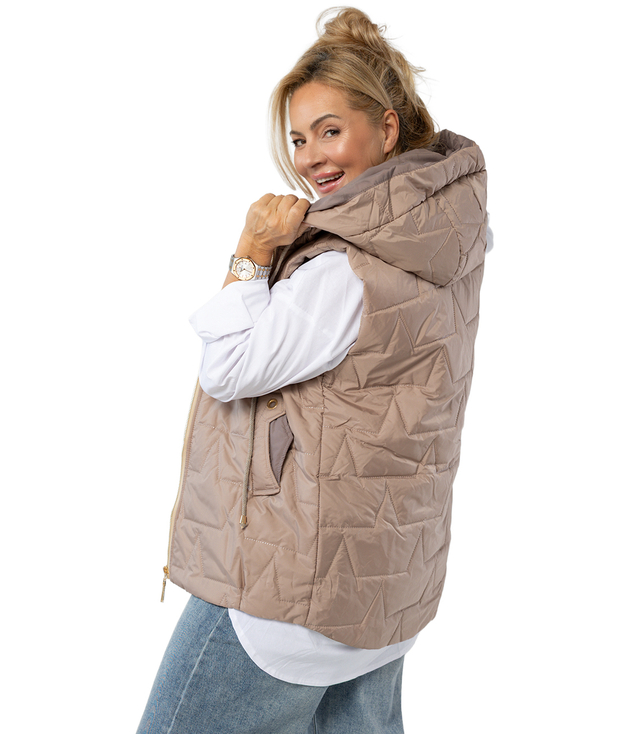 Women's quilted sleeveless hooded jacket MARINA