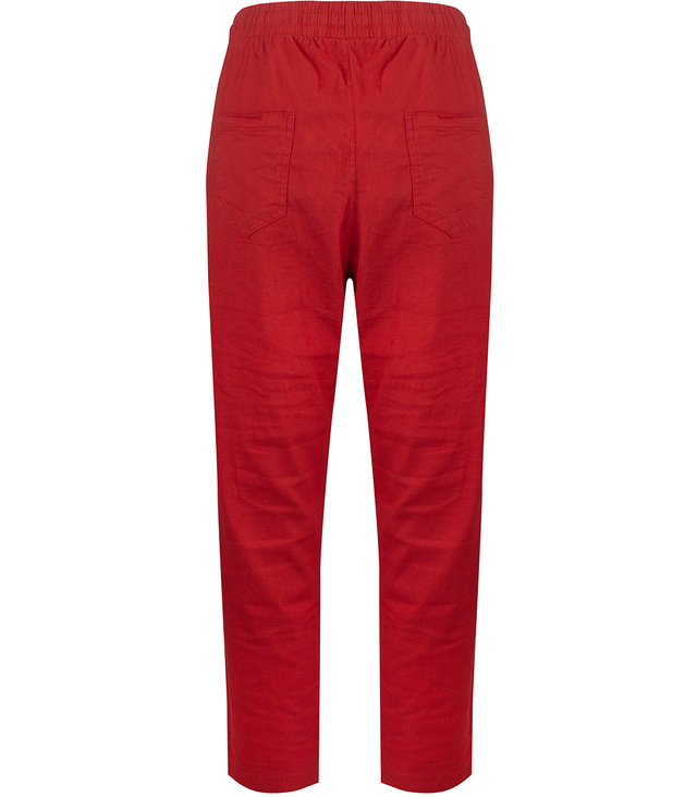 Women's trousers made of delicate cotton, tapered, tied at the waist LENA
