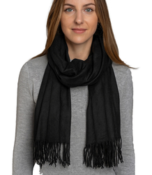 Mięciutki duży szal z frędzlami jednolity klasyczny