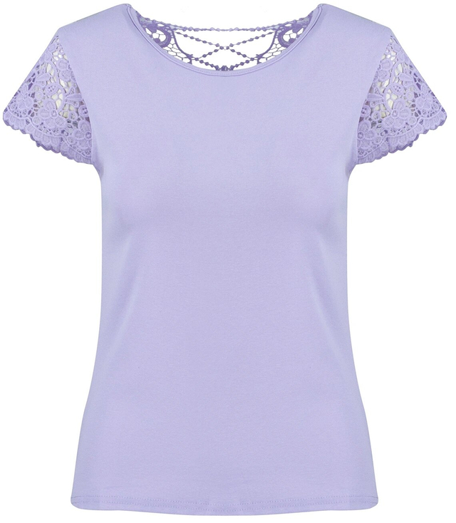 Short-sleeved T-shirt blouse decorated with lace LUIZA