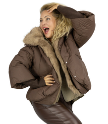 Kurtka zimowa oversize z futerkiem BOMBER LUX