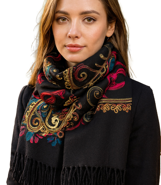 Women's scarf with floral ornament stylish