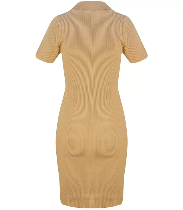 Fitted elastic midi polo dress