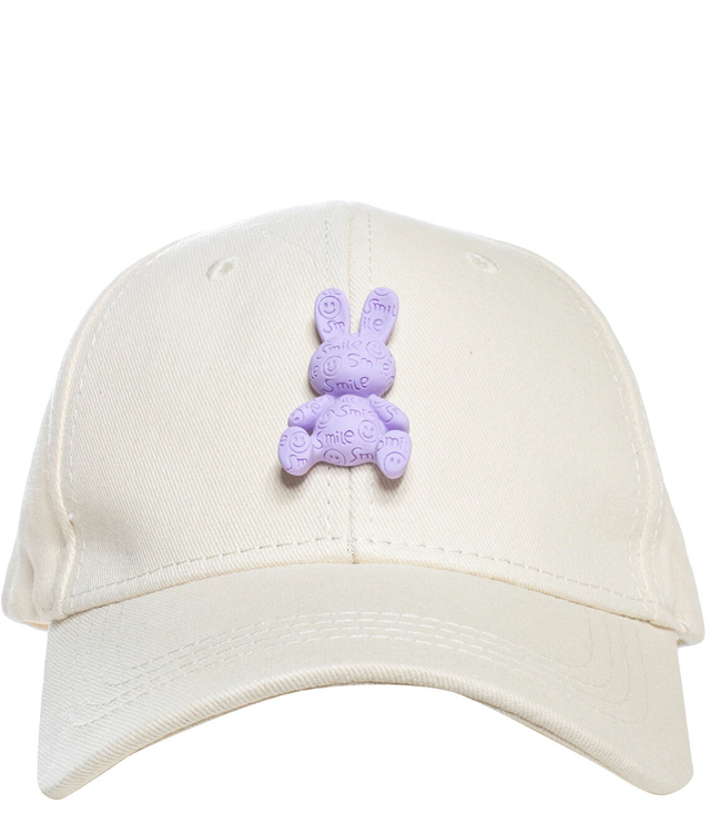 Children's baseball cap decorated with plastic bunny