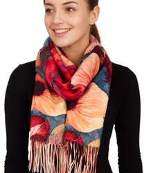 Square shawl scarf for women with tassels AGRAFKA