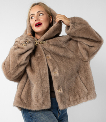Luxury fur trapeze cut with gold elements AURORA