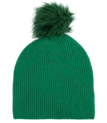 Warm women's beanie with pompon winter autumn ribbed monochrome hat