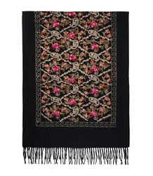 Women's folklore scarf with flower motif and tassels