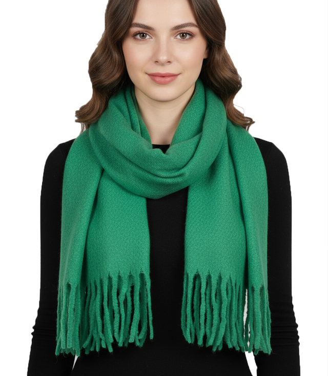 Elegant scarf with tassels in one color