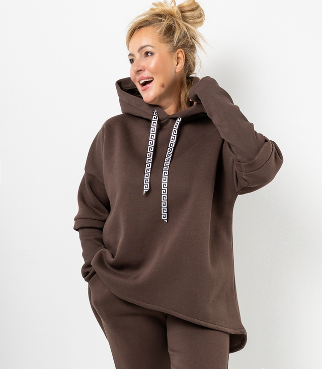 Women's sweatshirt with longer back and ribbed hem VERONICA
