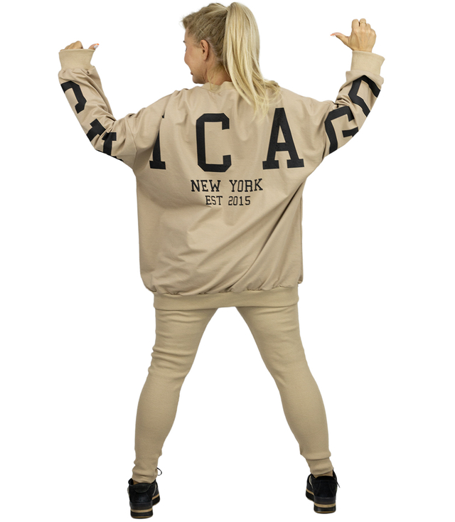 Women's tracksuit loose sweatshirt + ribbed leggings CHICAGO