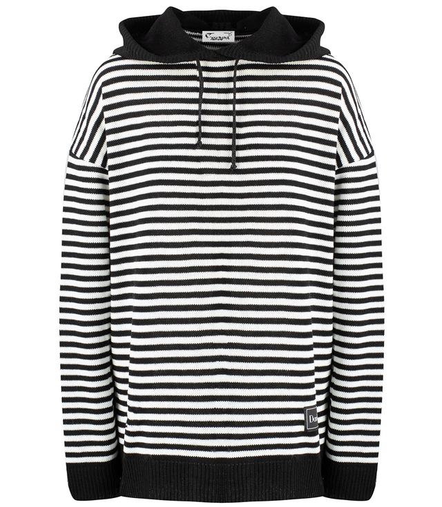 Women's striped sweater with hood warm loose MIRIAM