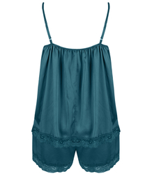 Satin pajama set with lace shorts top petticoat