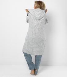 Cardigan Long Chunky Braid Wool Sweater