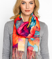 Square shawl scarf for women with tassels AGRAFKA