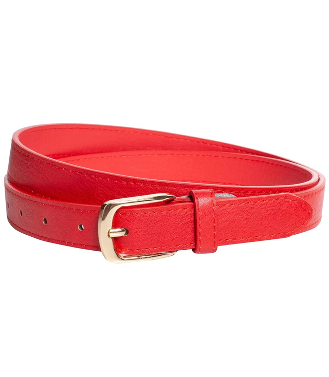 Smooth women's eco leather belt with gold buckle 2.3 cm