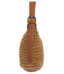 Boho raffia handbag with adjustable, thicker strap