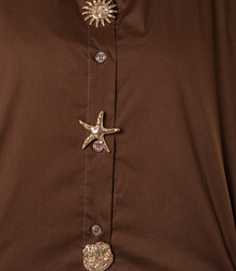 Long classic shirt with decorative brooches GOLDEN BEACH