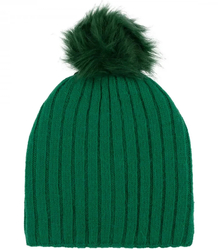 Warm ribbed women's cap with pom-pom autumn winter hat 