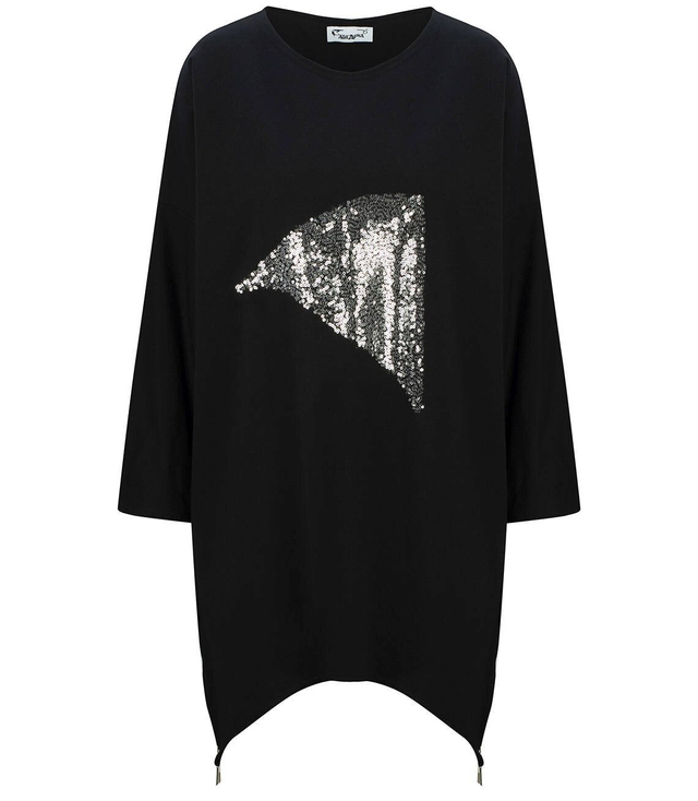 Tunic sweatshirt dress with sequins