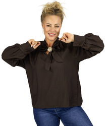 Romantic blouse with binding and brooch ROSE