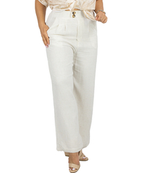Wide women's pants with darts viscose and linen ANISA