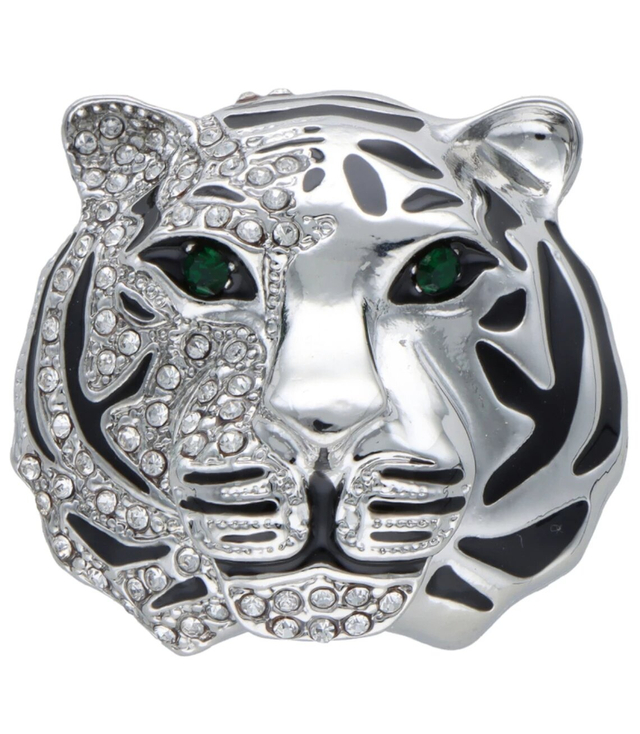 Beautiful ornate lovely silver tiger brooch