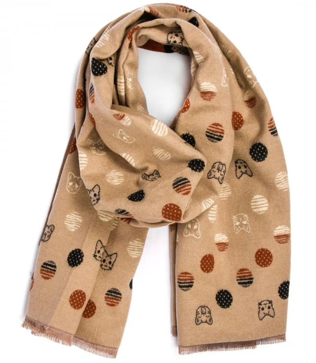 Warm shawl scarf cats dots elegant stylish 180x70 cm