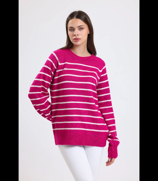 Warm women's fashionable striped sweater ANNA