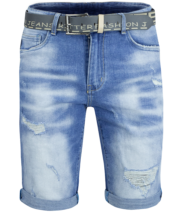 Męskie spodenki jeansowe szorty klasyczne + pasek