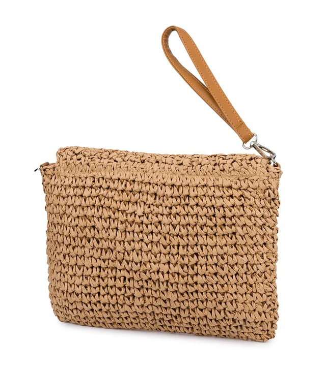 Stylish small raffia shoulder clutch bag with braided 2 straps